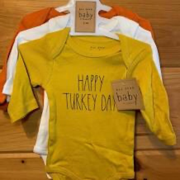 Rae Dunn Thanksgiving onesies! Set of three. - Picture 2 of 3